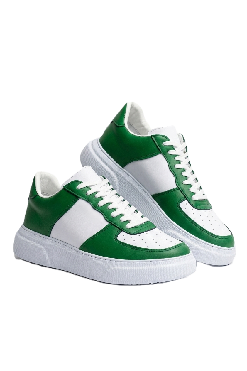 ZRC087 Premium Bağcıklı Casual Erkek Sneaker Beyaz Yeşil