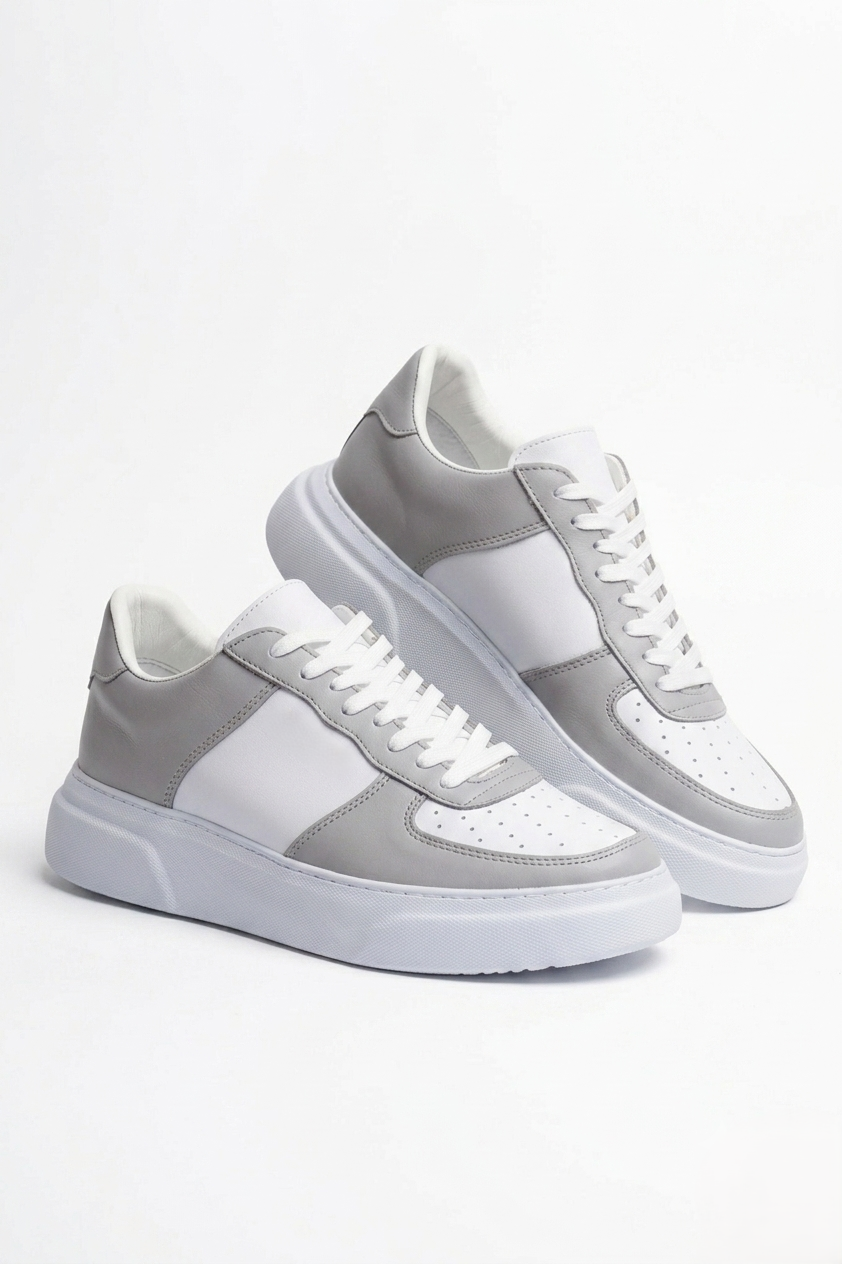 ZRC087 Premium Bağcıklı Casual Erkek Sneaker Gri
