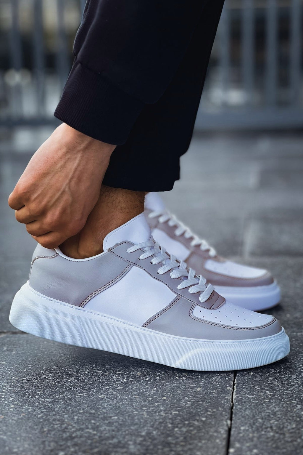 ZRC087 Premium Bağcıklı Casual Erkek Sneaker Gri