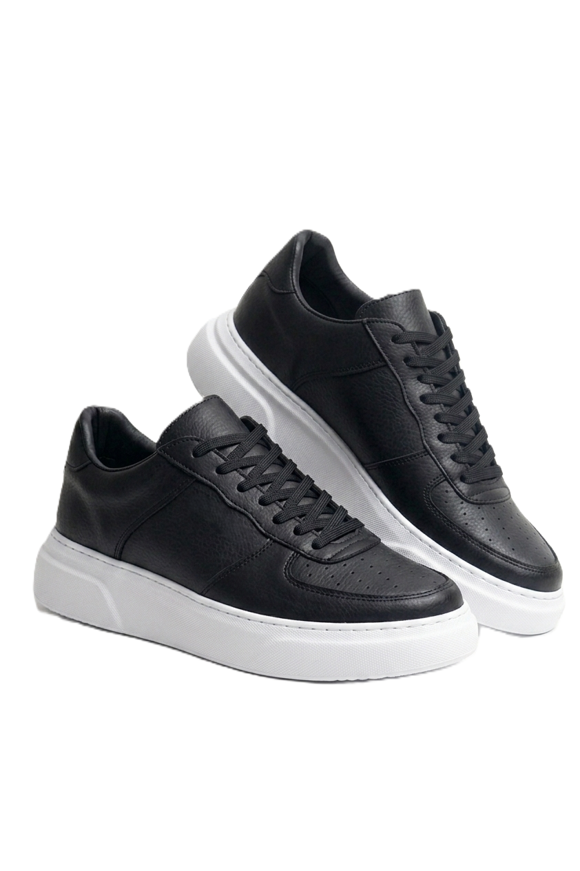 ZRC087 Premium Bağcıklı Casual Erkek Sneaker Siyah Beyaz