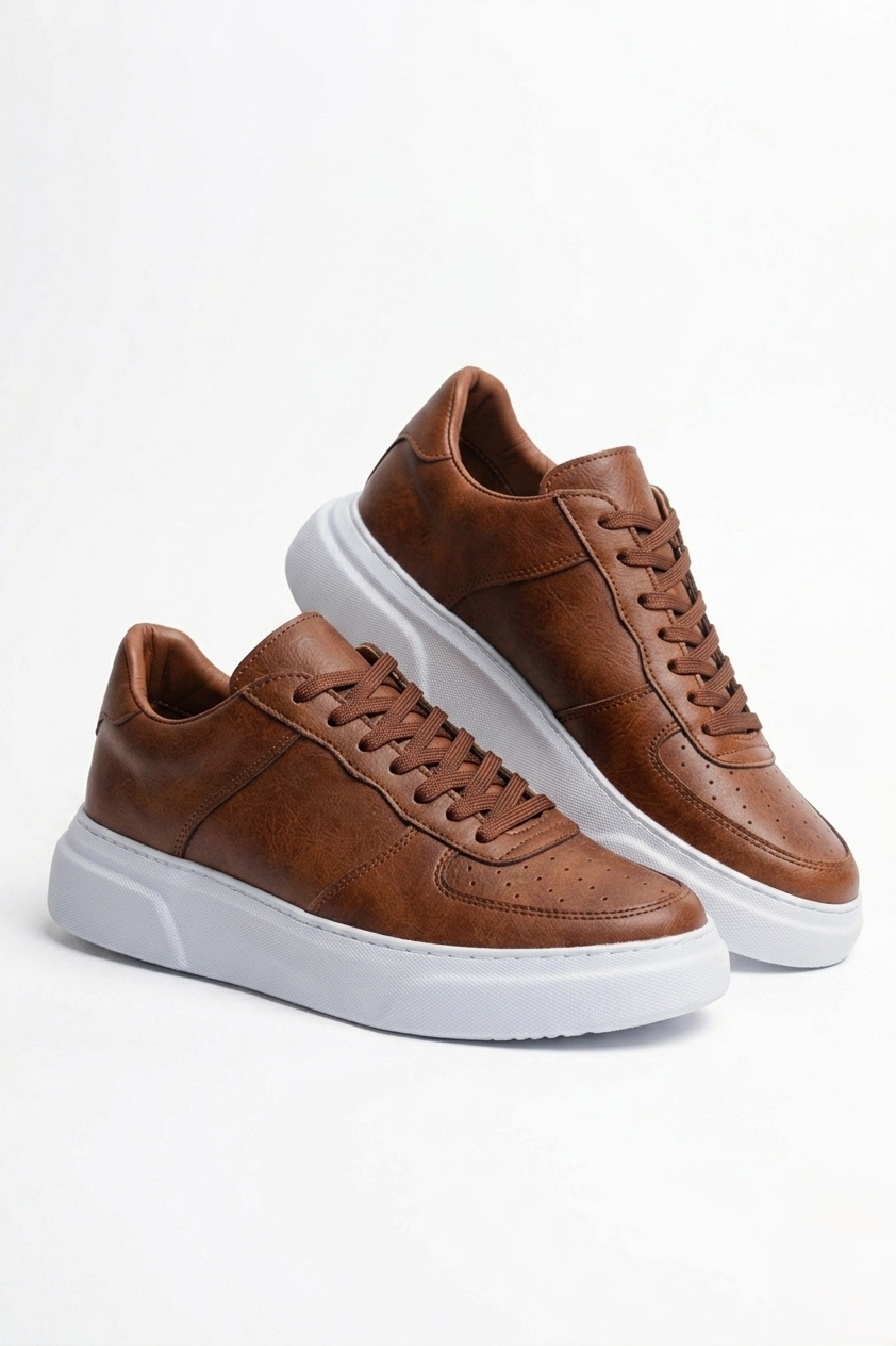 ZRC087 Premium Bağcıklı Casual Erkek Sneaker Taba