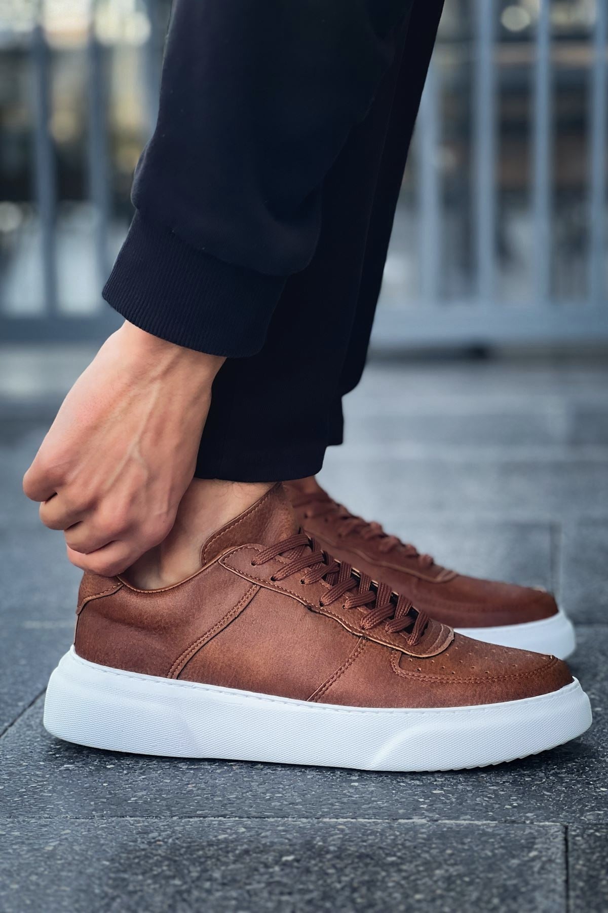 ZRC087 Premium Bağcıklı Casual Erkek Sneaker Taba
