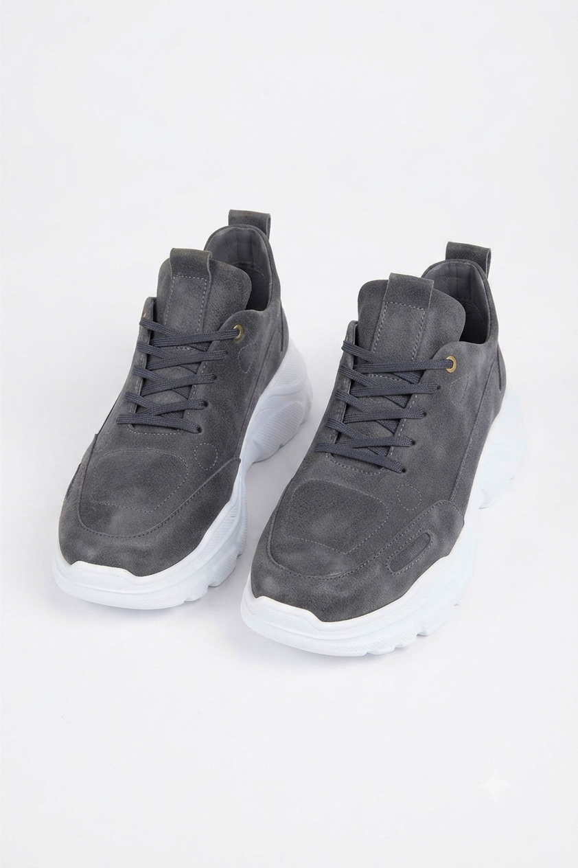 ZRC089 Yüksek Kalite Premium Kalın Taban Günlük Erkek Sneaker Antrasit