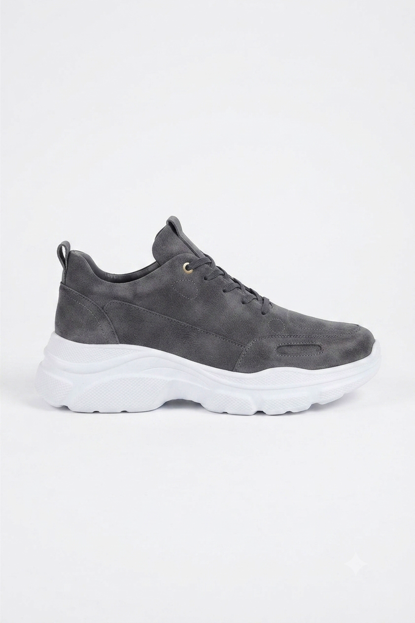 ZRC089 Yüksek Kalite Premium Kalın Taban Günlük Erkek Sneaker Antrasit