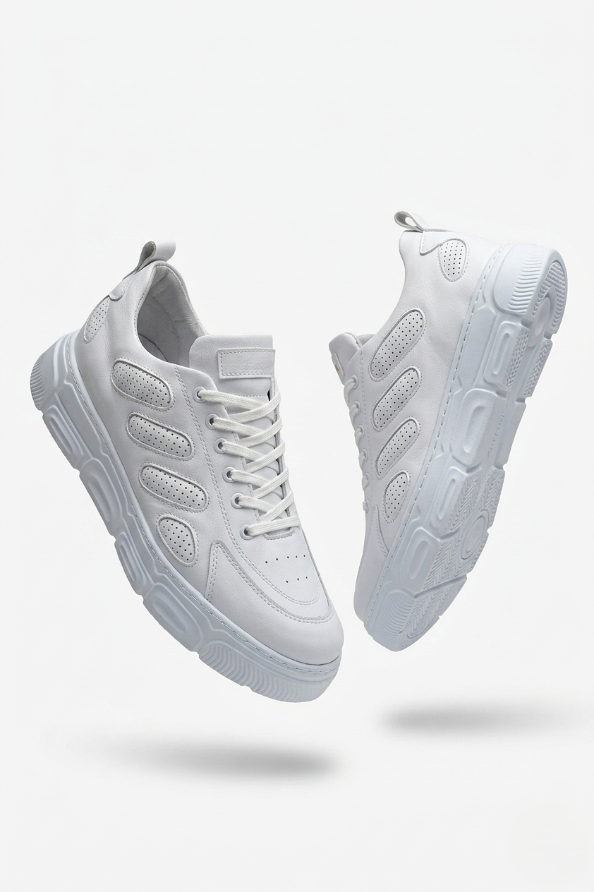ZRC105 Yüksek Kalite Kalın Taban Bağcıklı Erkek Sneaker Beyaz