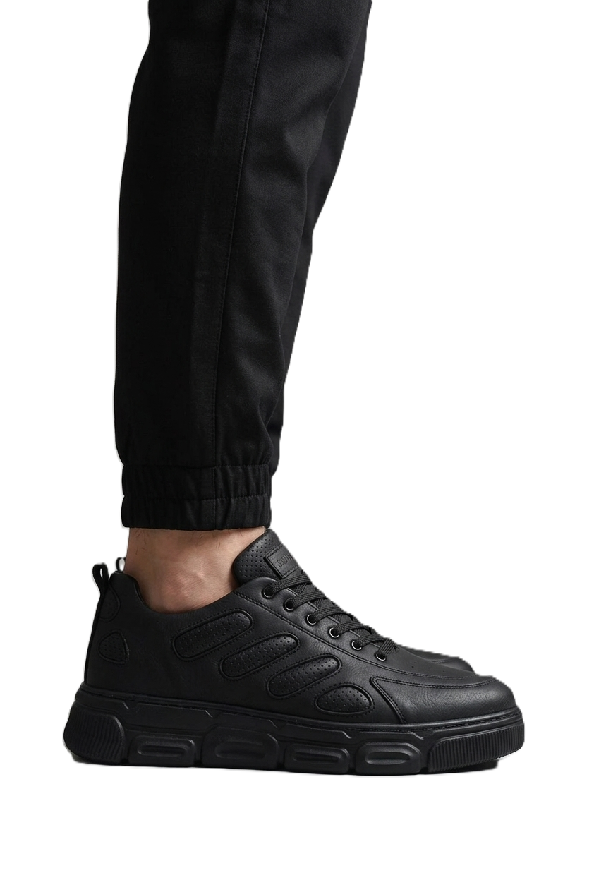 ZRC105 Yüksek Kalite Kalın Taban Bağcıklı Erkek Sneaker Siyah
