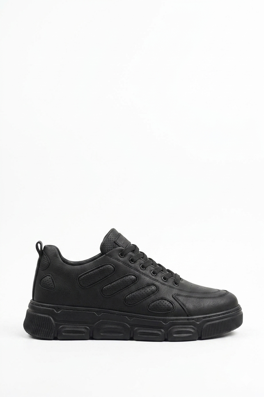 ZRC105 Yüksek Kalite Kalın Taban Bağcıklı Erkek Sneaker Siyah