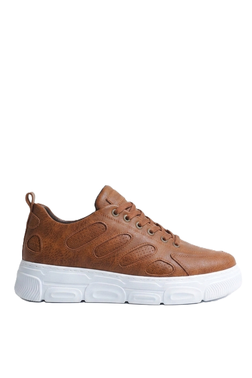 ZRC105 Yüksek Kalite Kalın Taban Bağcıklı Erkek Sneaker Taba