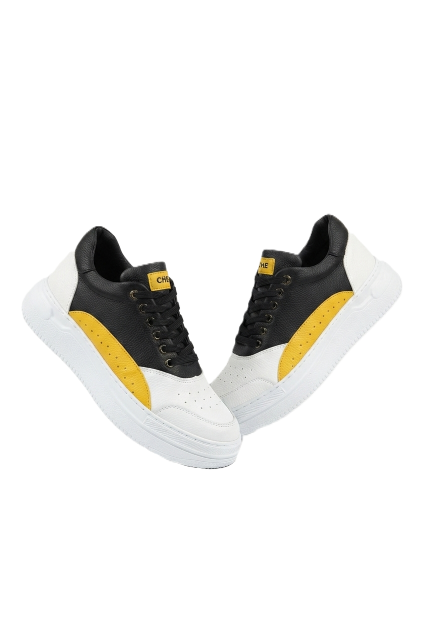 ZRC115 Premium Günlük Erkek Spor Sneaker Beyaz Sarı
