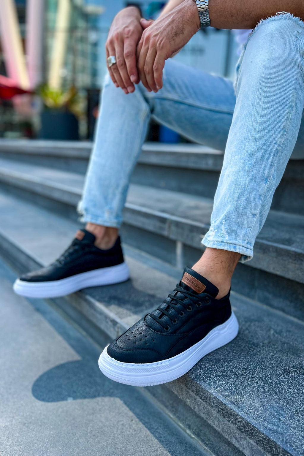 ZRC115 Premium Günlük Erkek Spor Sneaker Siyah Beyaz