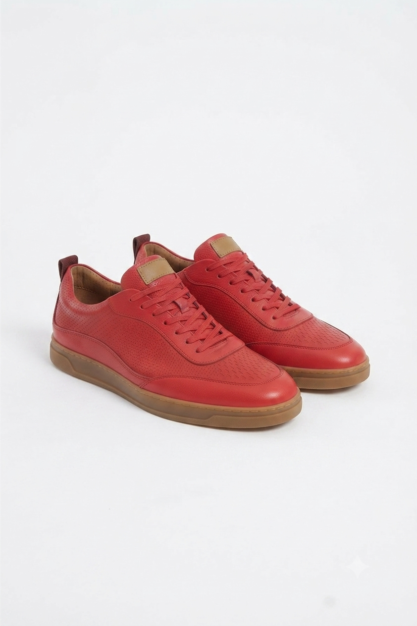 ZRC157 Retro Bağcıklı Yüksek Kalite Günlük Erkek Sneaker Kırmızı