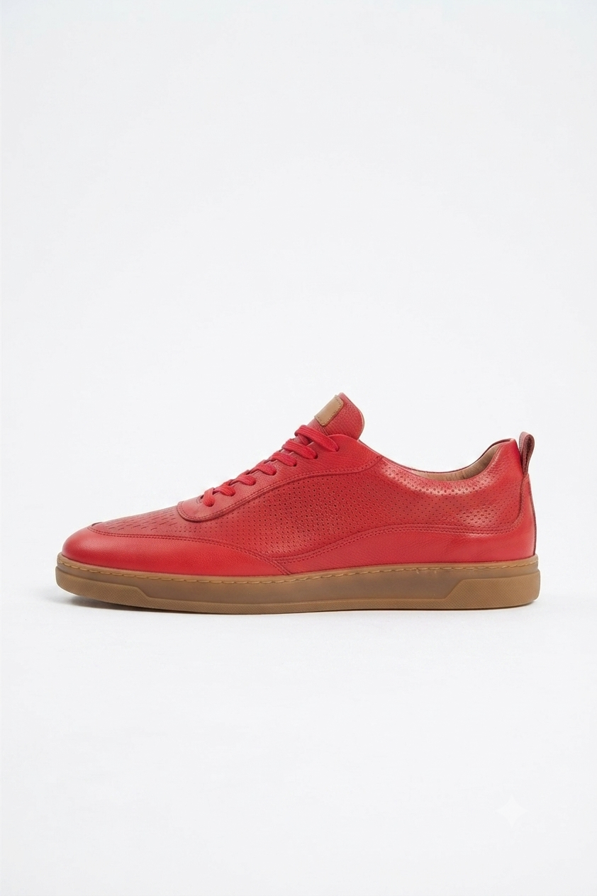 ZRC157 Retro Bağcıklı Yüksek Kalite Günlük Erkek Sneaker Kırmızı