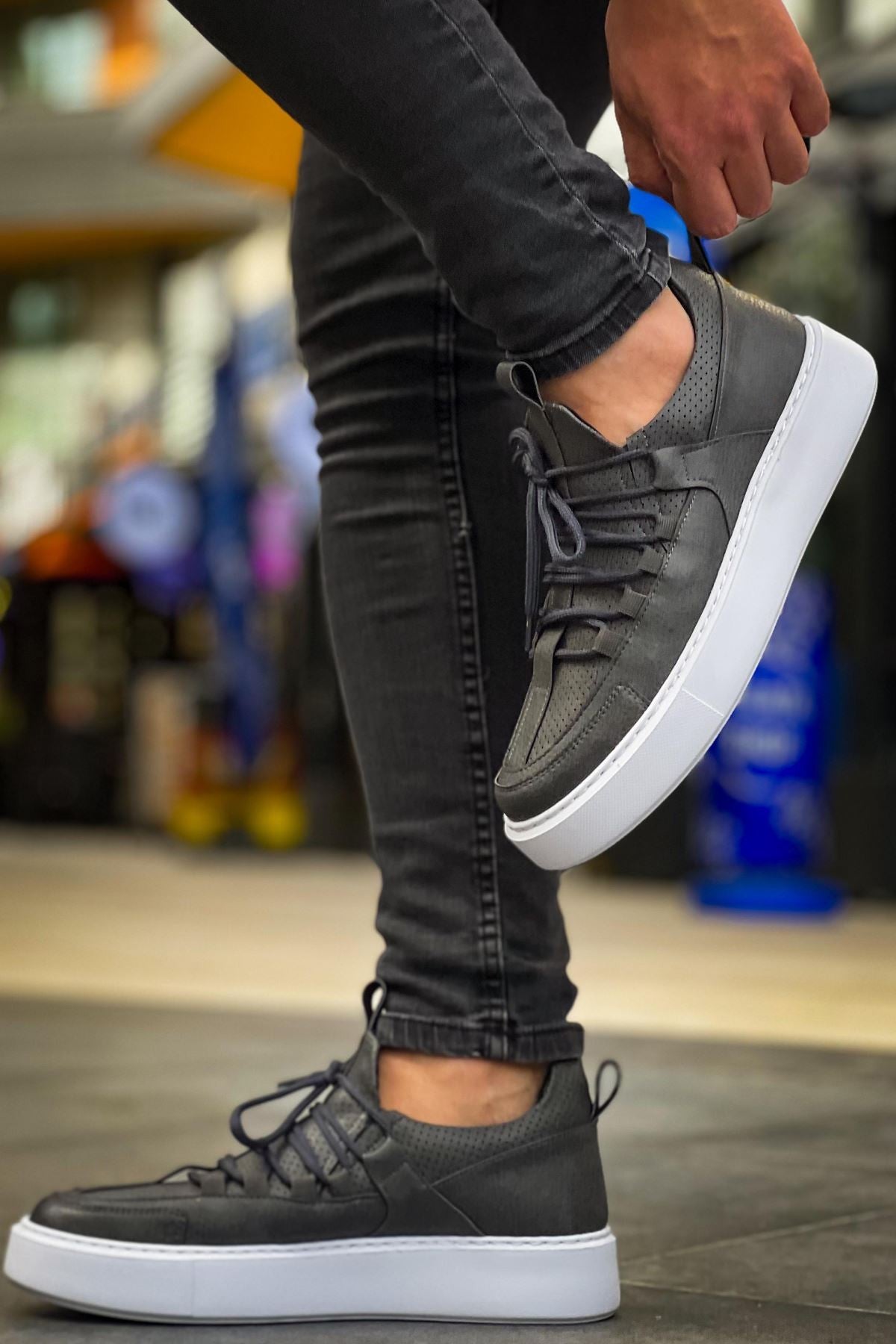 ZRC159 Premium Bağcıklı Ortopedik Erkek Sneaker Antrasit