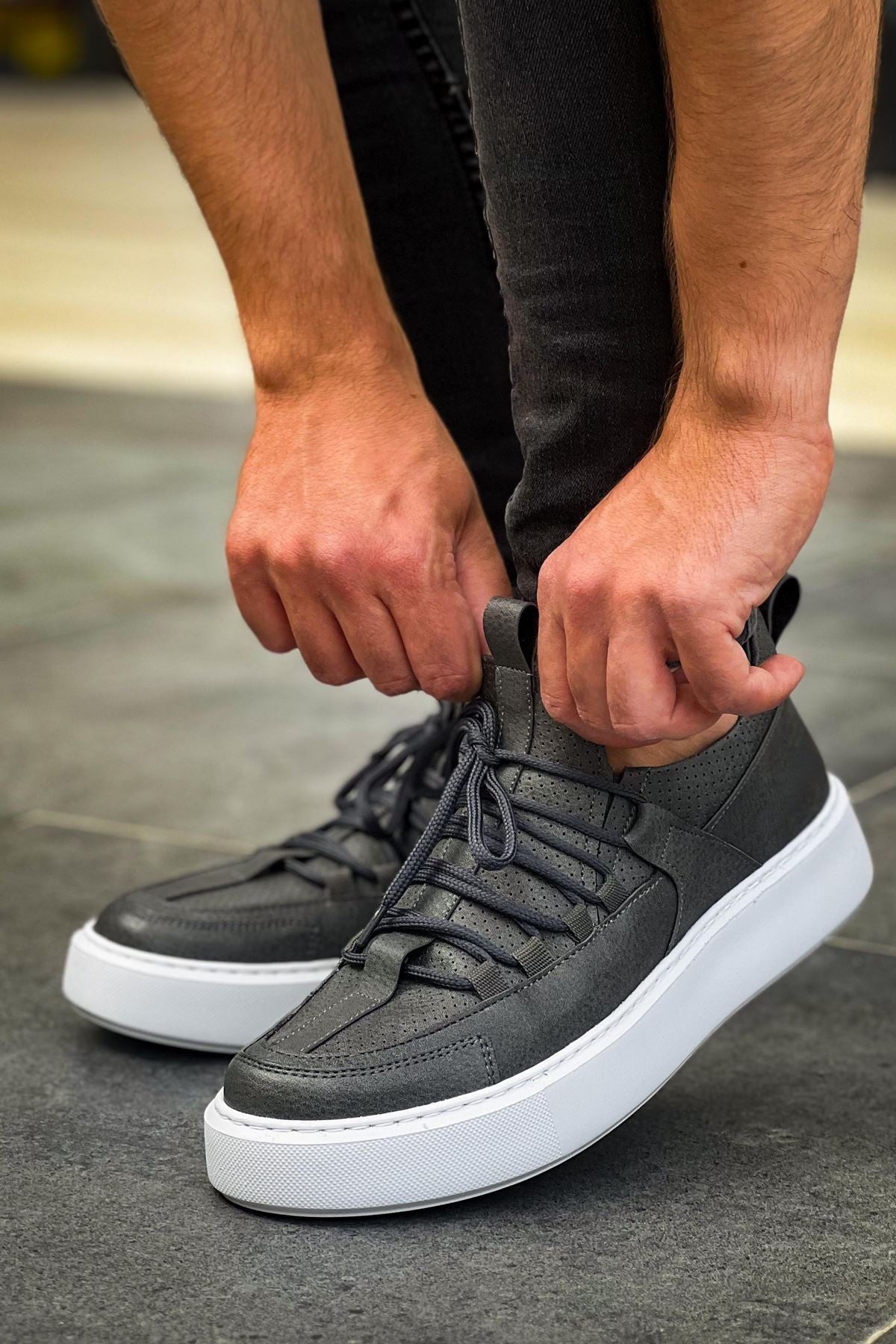 ZRC159 Premium Bağcıklı Ortopedik Erkek Sneaker Antrasit