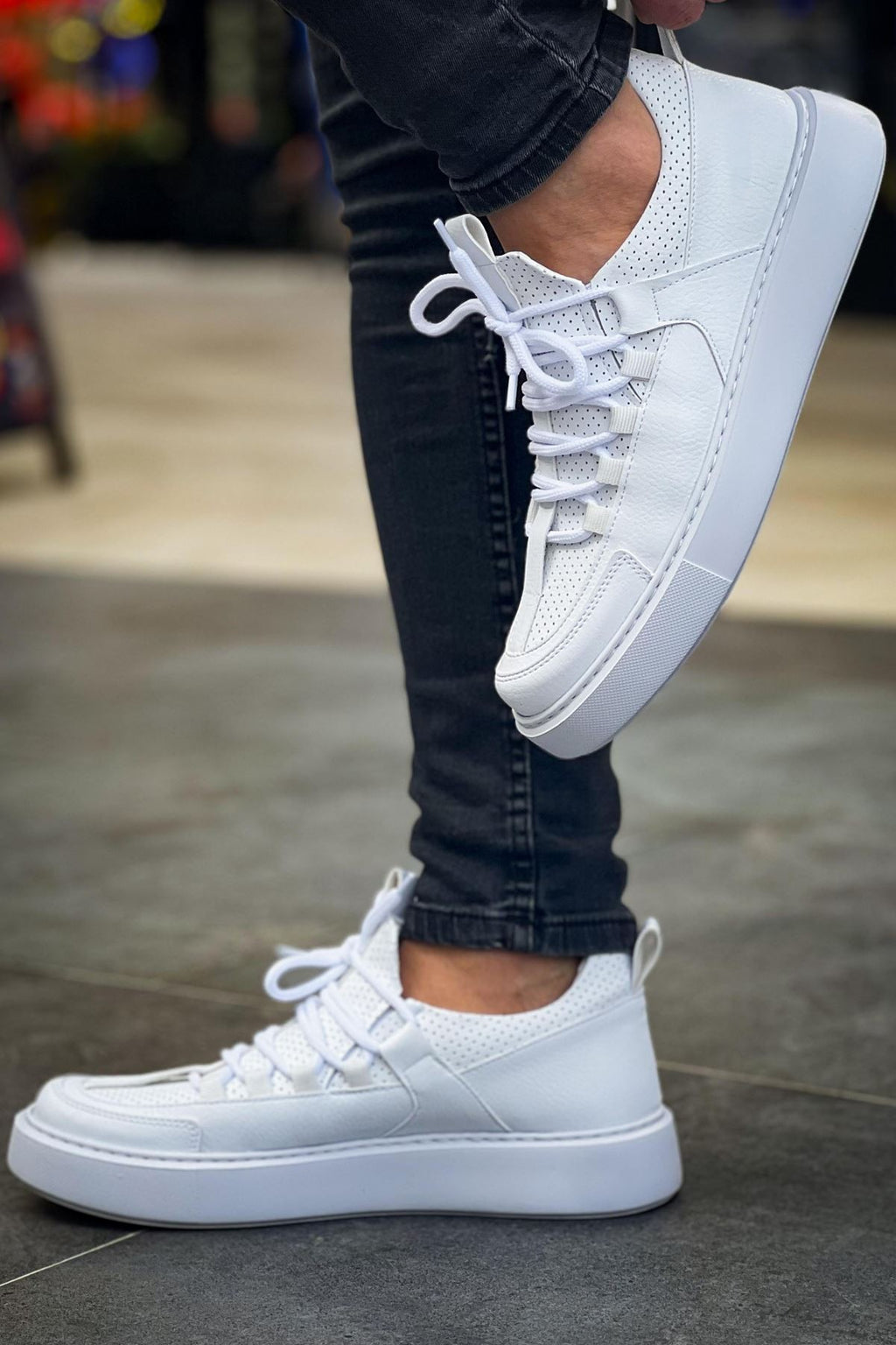 ZRC159 Premium Bağcıklı Ortopedik Erkek Sneaker Beyaz
