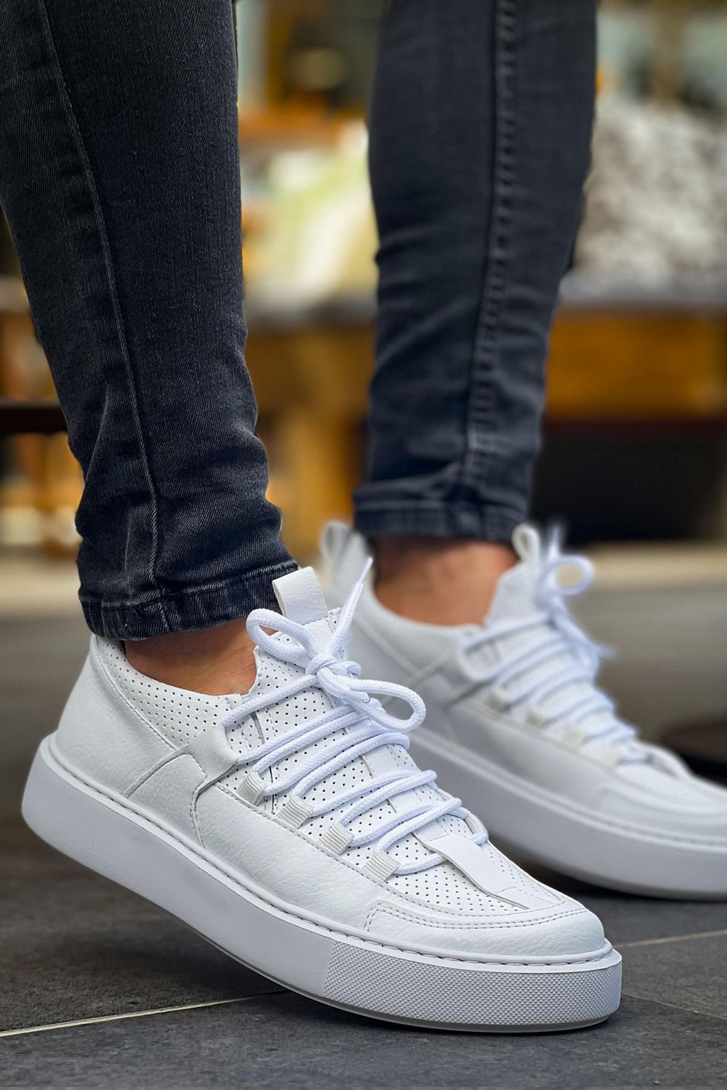 ZRC159 Premium Bağcıklı Ortopedik Erkek Sneaker Beyaz