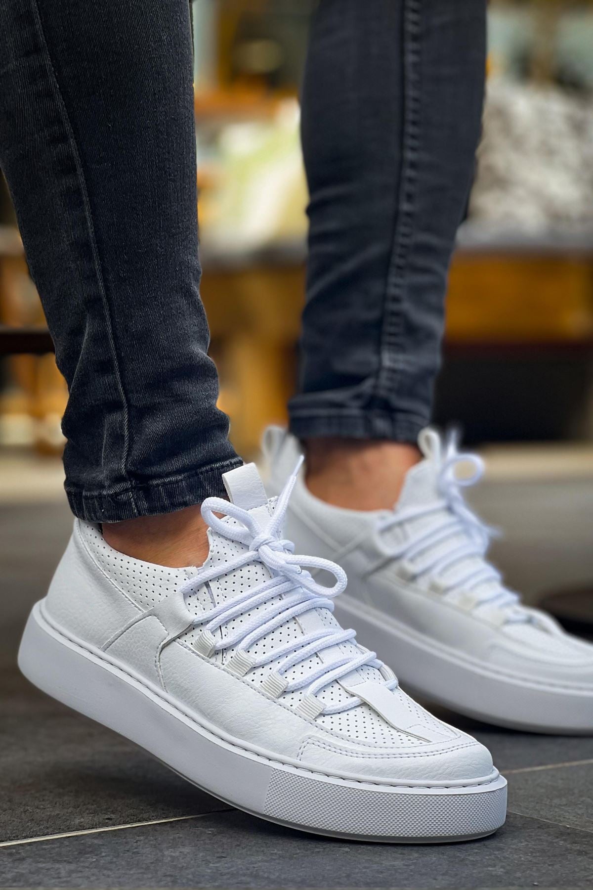 ZRC159 Premium Bağcıklı Ortopedik Erkek Sneaker Beyaz