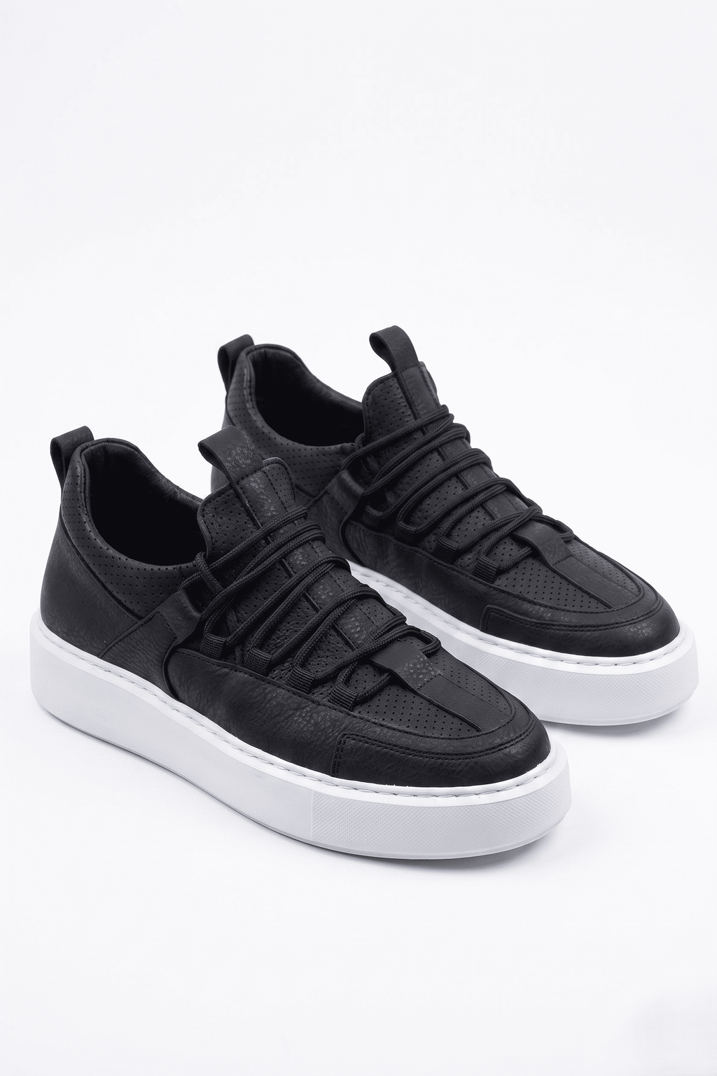 ZRC159 Premium Bağcıklı Ortopedik Erkek Sneaker Siyah Beyaz