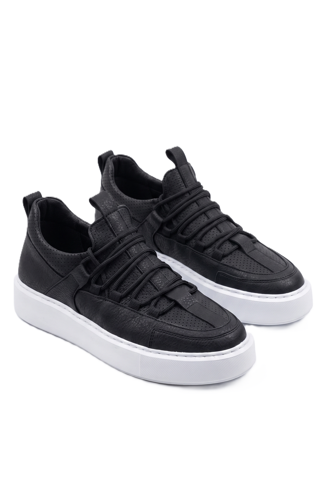 ZRC159 Premium Bağcıklı Ortopedik Erkek Sneaker Siyah Beyaz