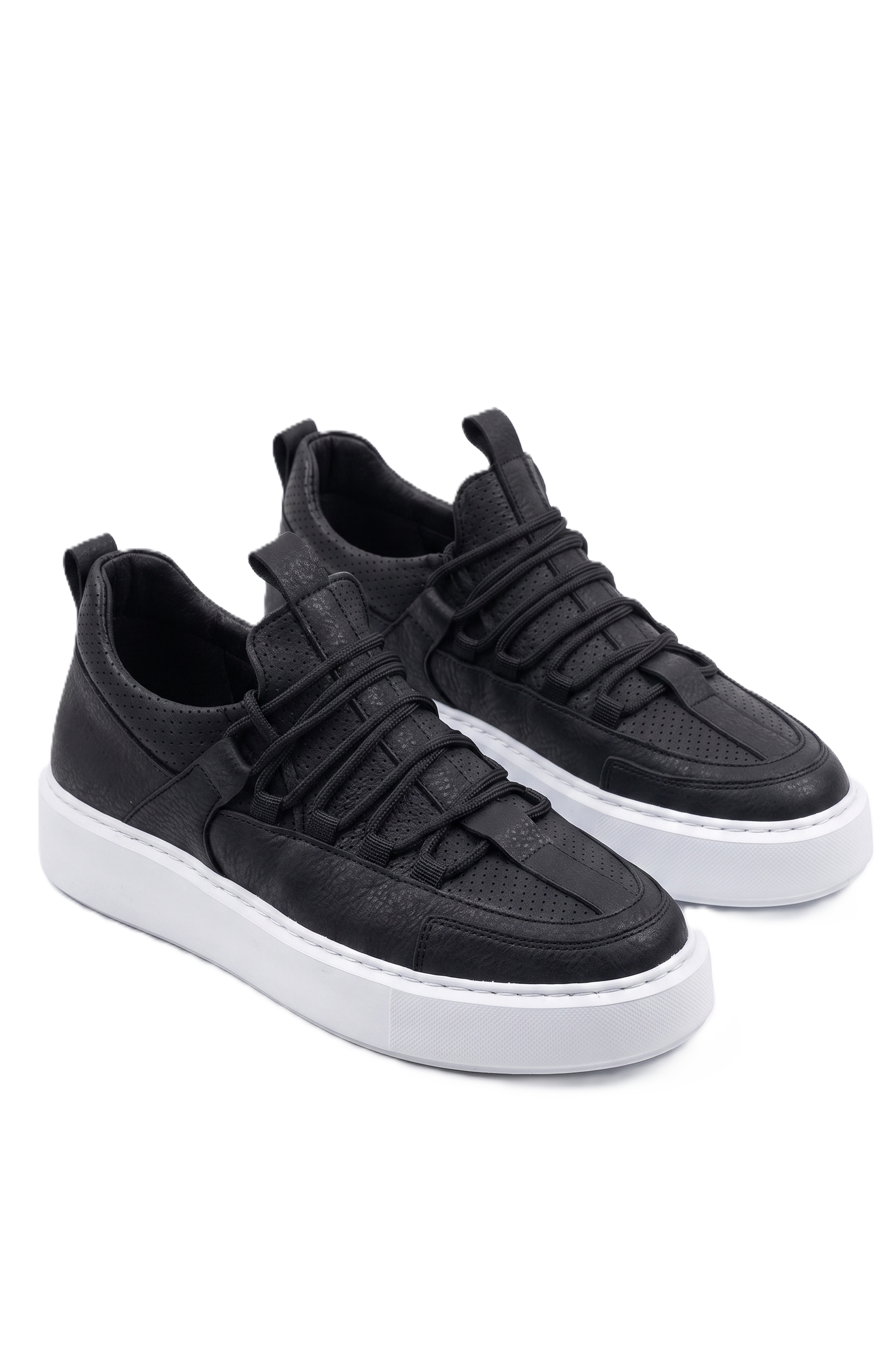 ZRC159 Premium Bağcıklı Ortopedik Erkek Sneaker Siyah Beyaz