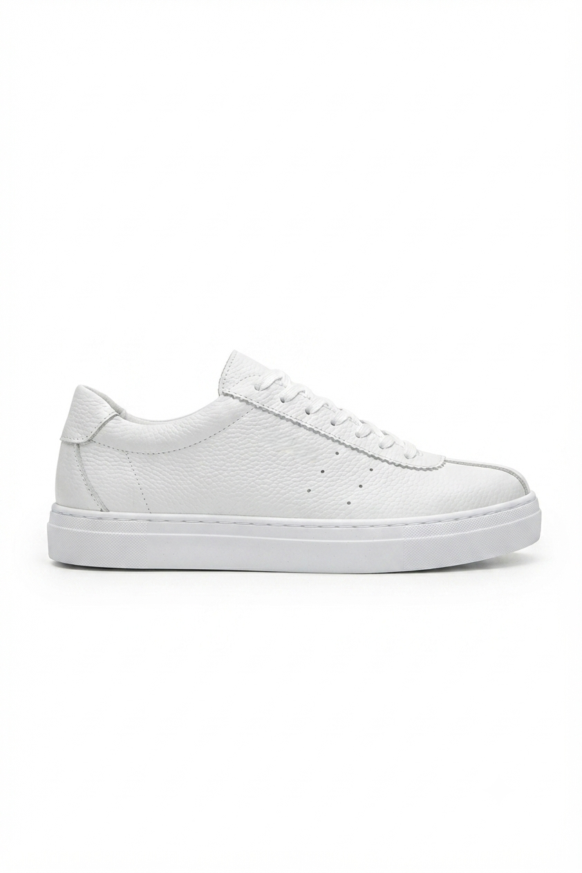 ZRC163 Yüksek Kalite Bağcıklı Kalın Taban Erkek Beyaz Sneaker