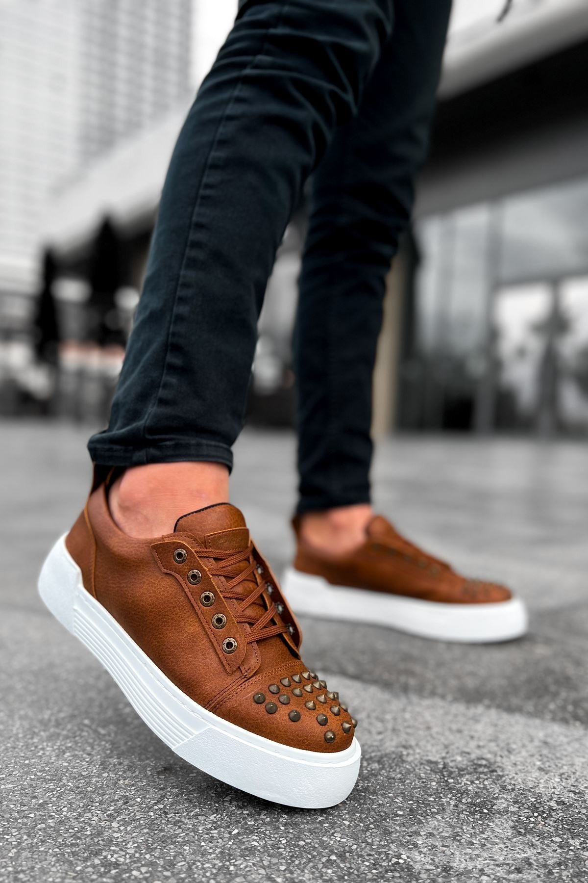 ZRC169 Yüksek Kalite Kalın Taban Bağcıklı Erkek Sneaker Taba
