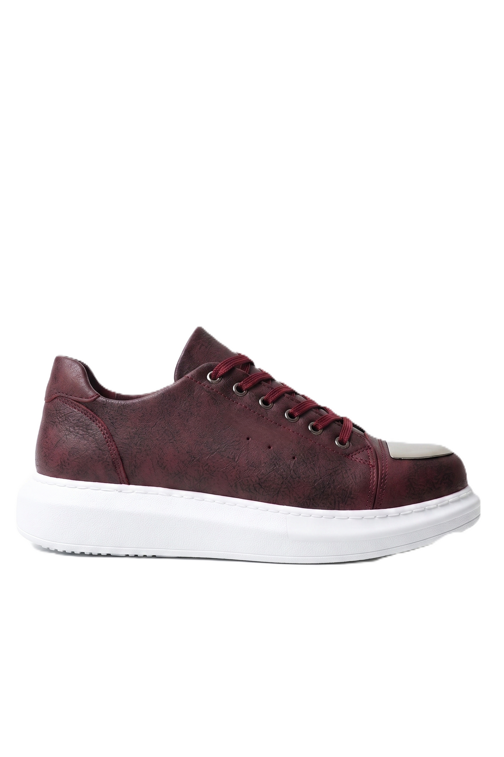 ZRC175 - Premium Mirror Bağcıklı Erkek Sneaker Bordo