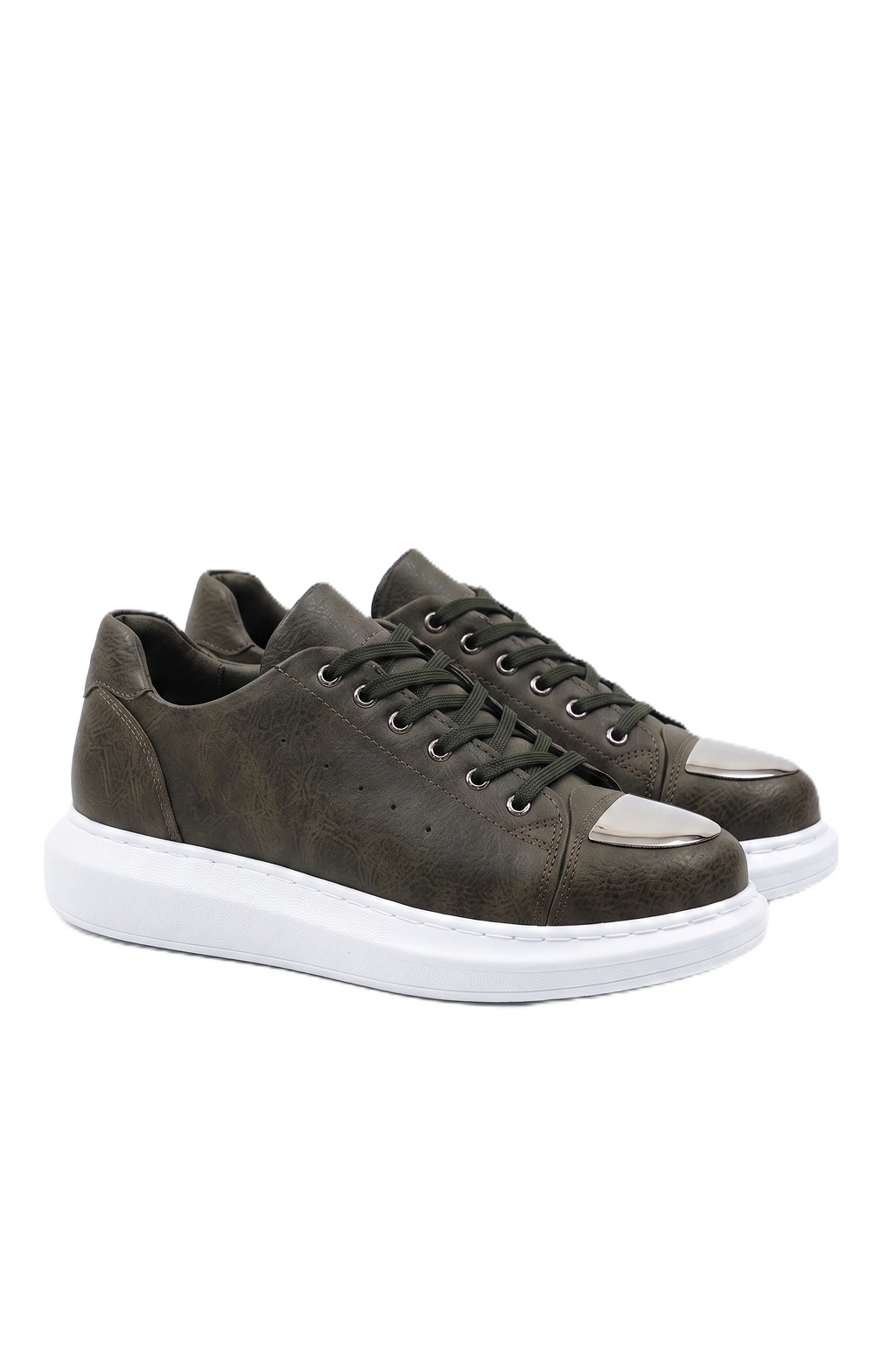 ZRC175 - Premium Mirror Bağcıklı Erkek Sneaker Haki