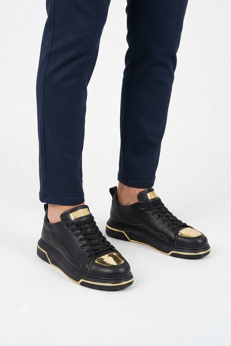 ZRC183 Exclusive Jet Setter Yüksek Kalite Erkek Sneaker Siyah Altın
