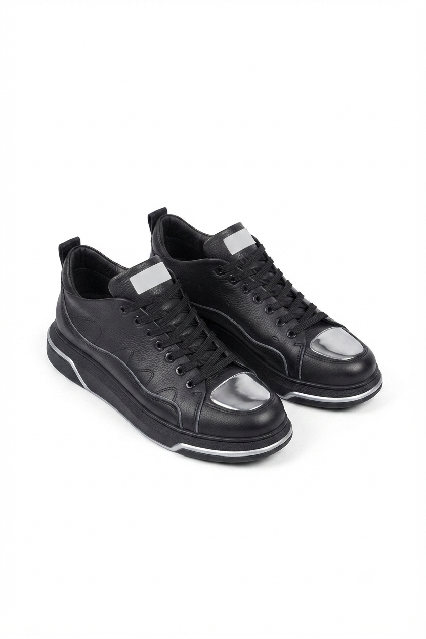 ZRC183 Exclusive Jet Setter Yüksek Kalite Erkek Sneaker Siyah Gümüş