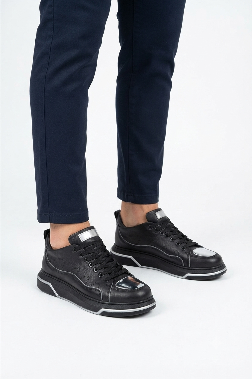 ZRC183 Exclusive Jet Setter Yüksek Kalite Erkek Sneaker Siyah Gümüş