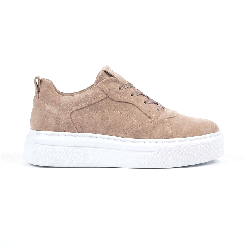 ZRC187 Yüksek Taban 5 cm Ortopedik Kum Bej Kadın Sneakers