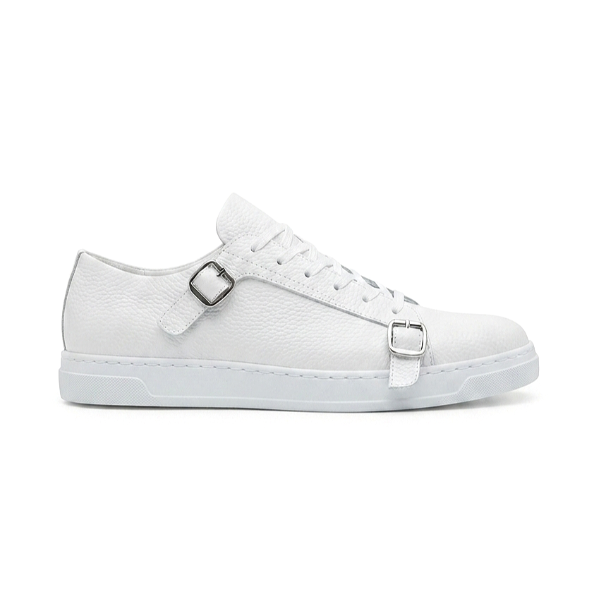 ZRC191 Yüksek Kalite Kemer Detaylı Şık Günlük Erkek Sneaker Beyaz