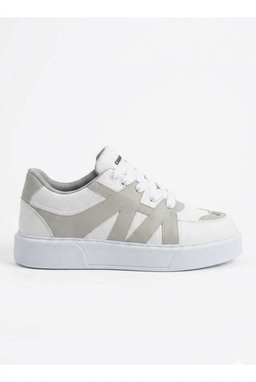 ZRC2407 Yüksek Kalite Kalın Taban Erkek Sneaker Beyaz Gri
