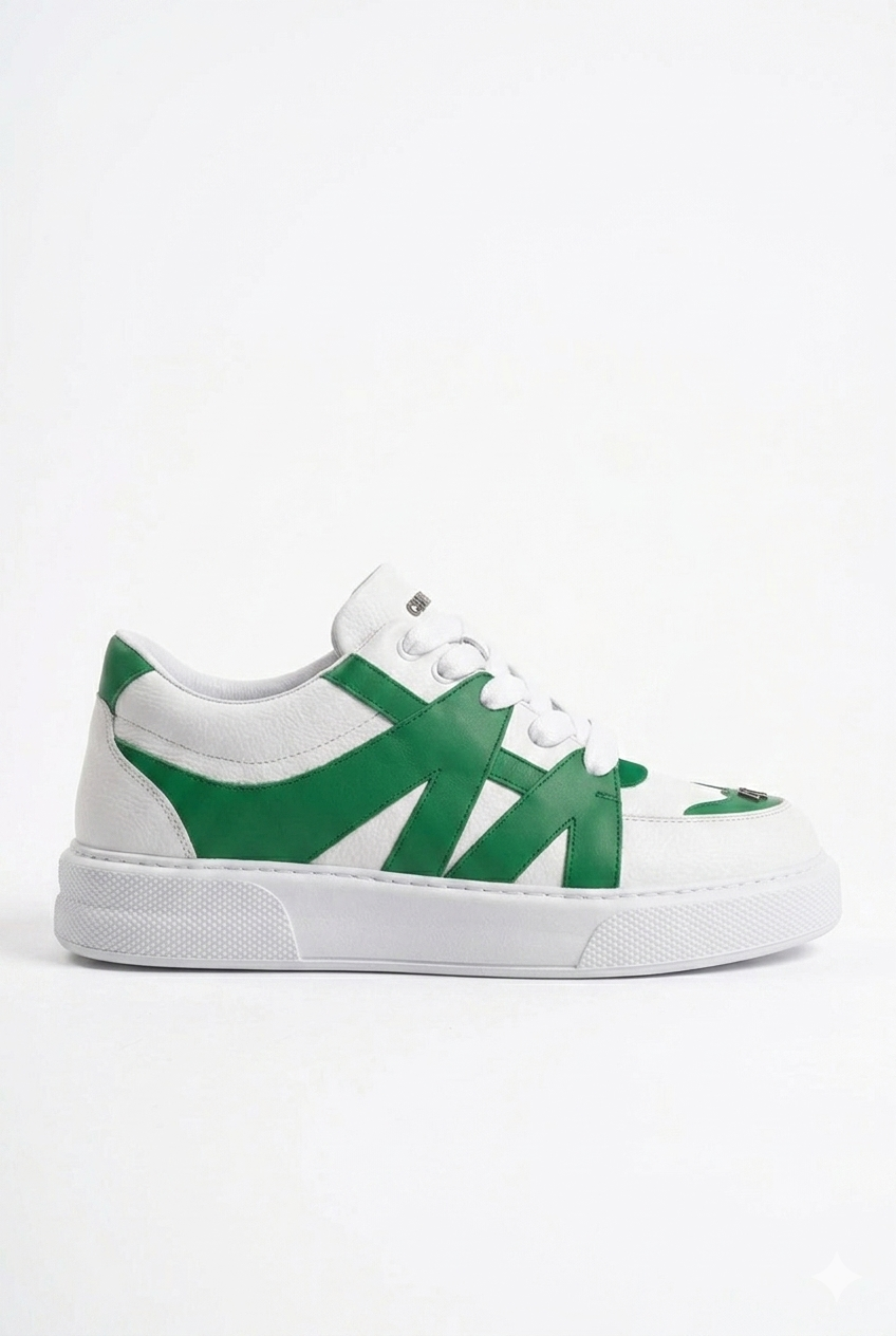 ZRC2407 Yüksek Kalite Kalın Taban Erkek Sneaker Beyaz Yeşil