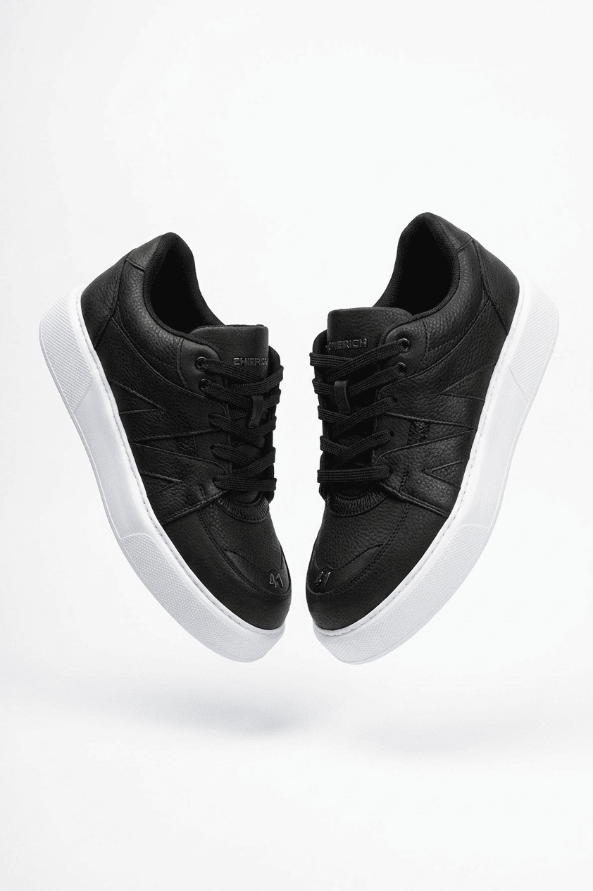 ZRC2407 Yüksek Kalite Kalın Taban Erkek Sneaker Siyah
