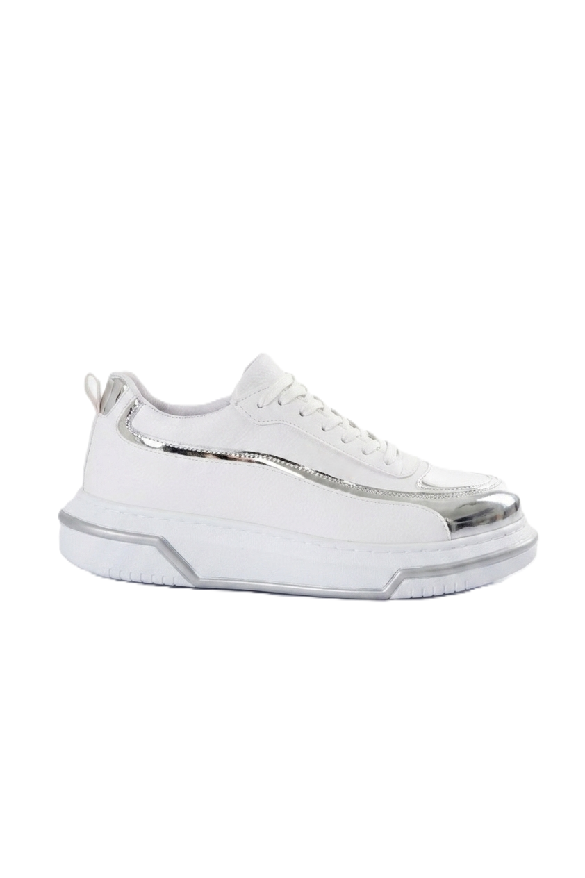 ZRC241X Yüksek Kalite Ortopedik Taban Bağcıklı Erkek Sneaker Beyaz Gümüş
