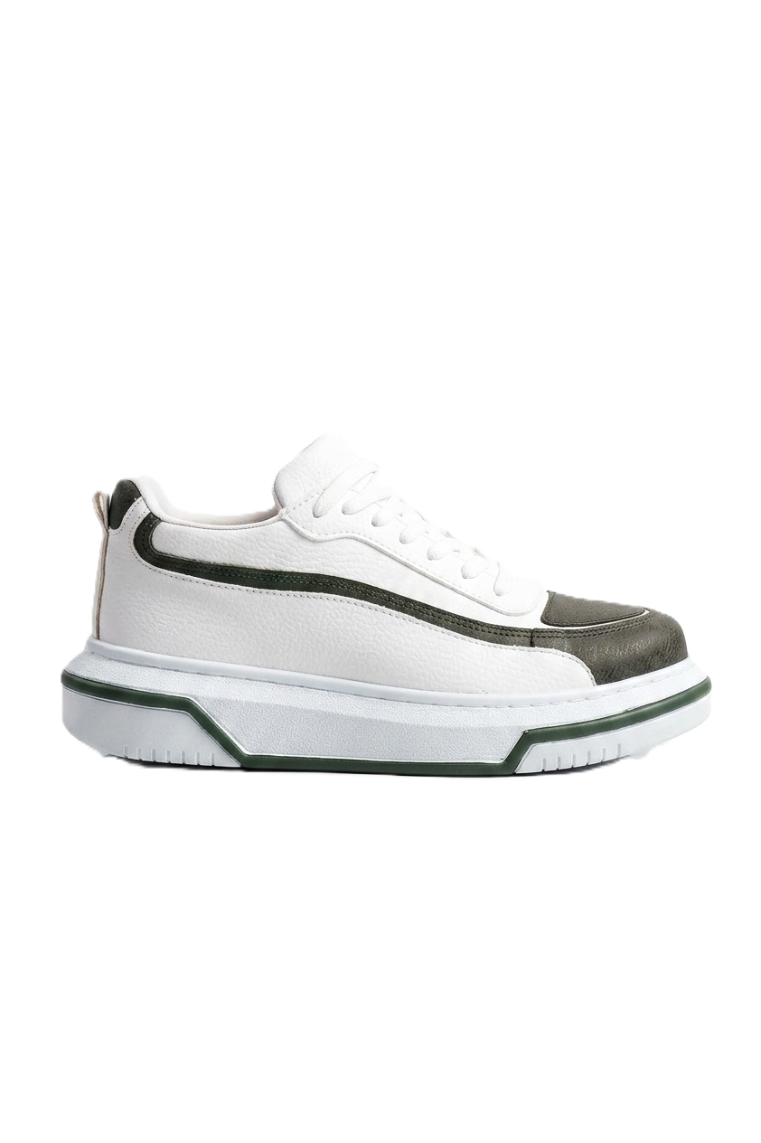 ZRC241X Yüksek Kalite Ortopedik Taban Bağcıklı Erkek Sneaker Beyaz Haki