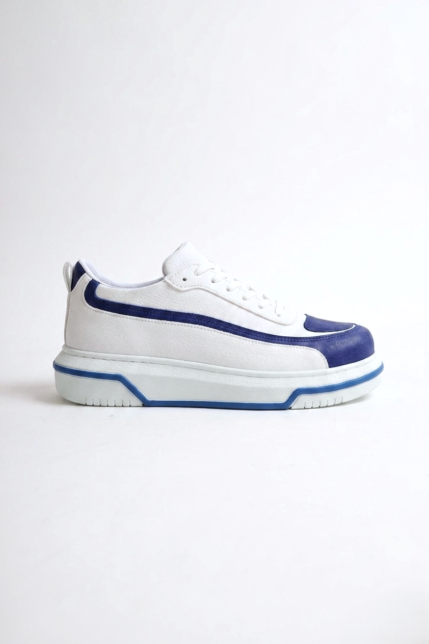 ZRC241X Yüksek Kalite Ortopedik Taban Bağcıklı Erkek Sneaker Sax Beyaz