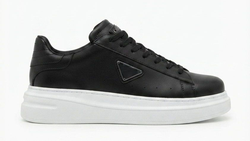 ZRC2535 - Yüksek Kalite Trion Kalın Taban Erkek Siyah Beyaz Sneakers