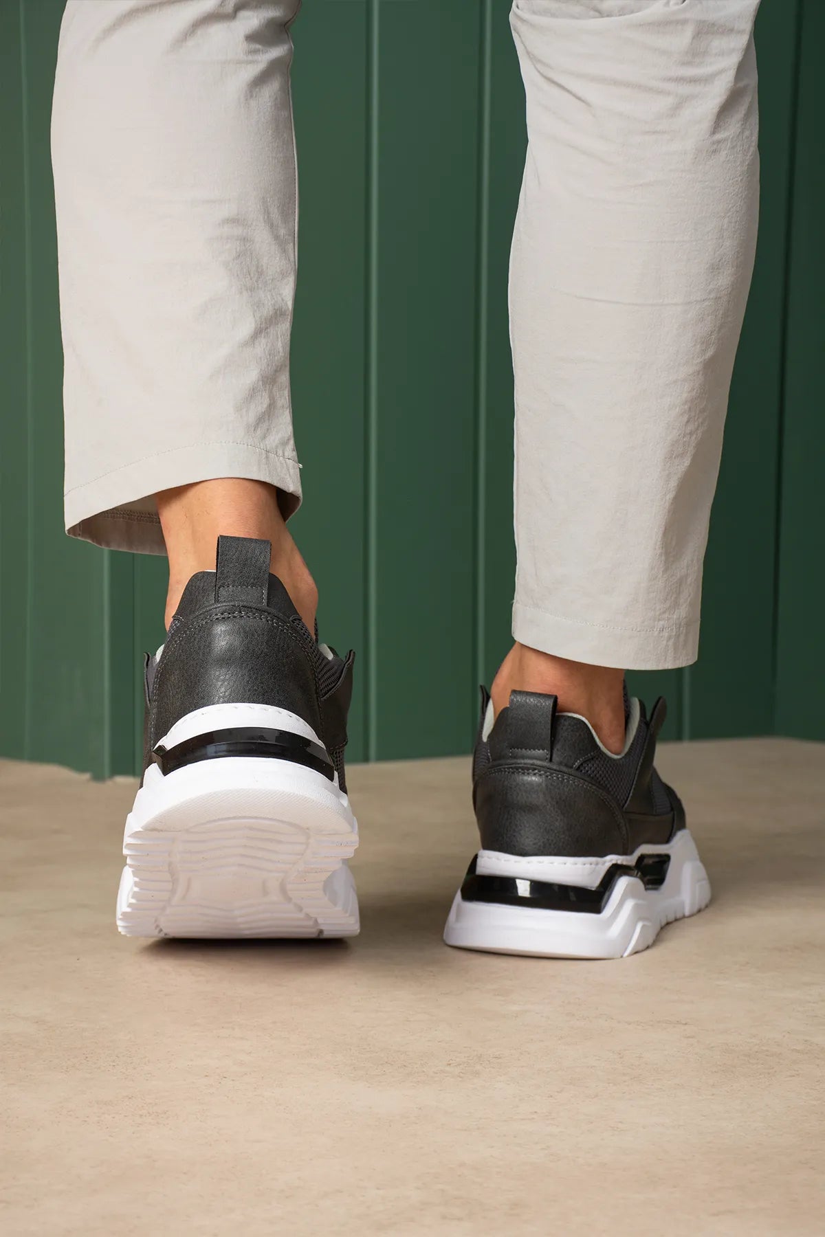 ZRC2617 - Premium Yüksek Kalite 5.5 cm Kalın Taban Erkek Sneaker Gri