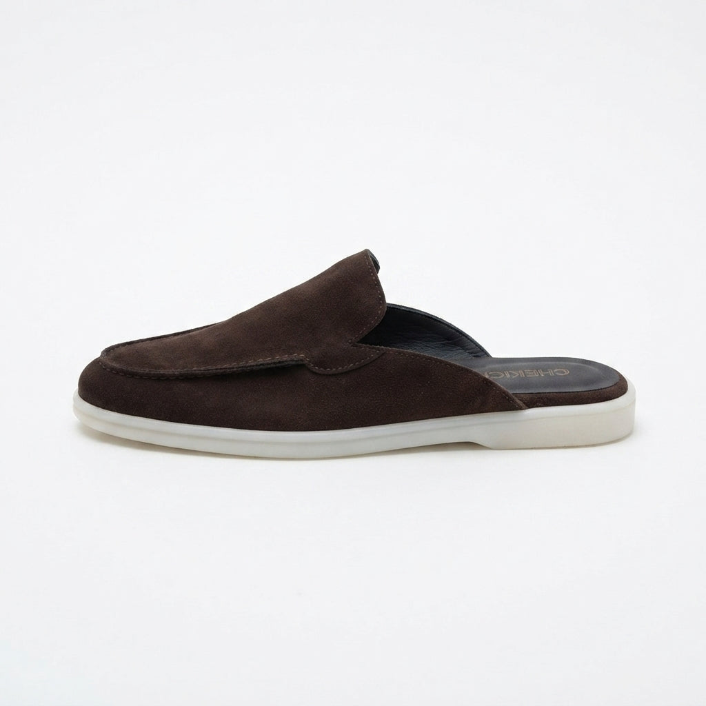ZRC2625 - Firenze Hakiki Deri Casual Erkek Terlik Kahve