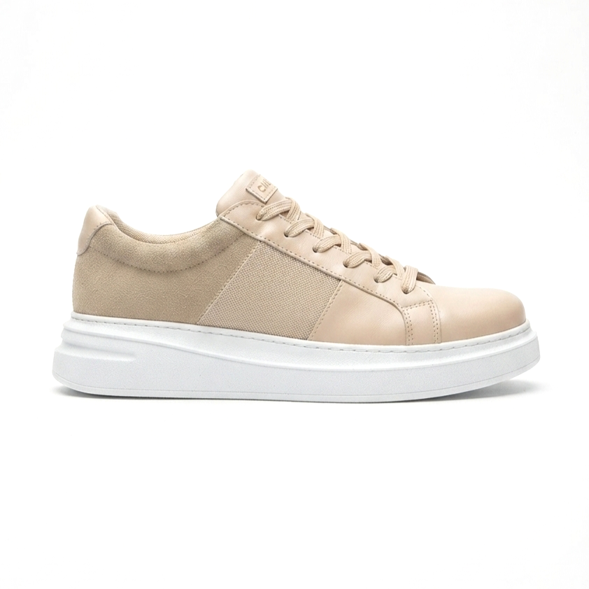 ZRC2627 - Veloura Kalın Taban Bağcıklı Erkek Bej Sneaker