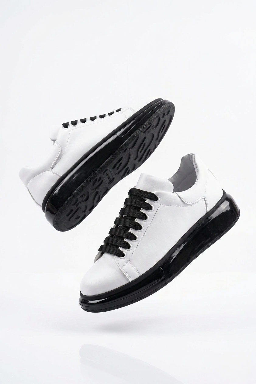 ZRC295 Yüksek Kalite Air Kalın Taban Erkek Sneaker Beyaz Siyah
