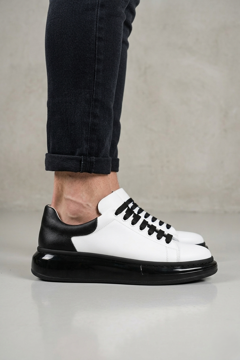 ZRC295 Yüksek Kalite Air Kalın Taban Erkek Sneaker Beyaz Siyah Siyah