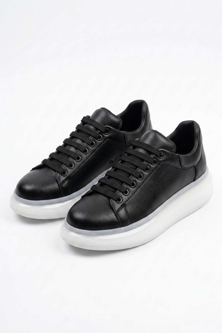 ZRC295 Yüksek Kalite Air Kalın Taban Erkek Sneaker Siyah Beyaz