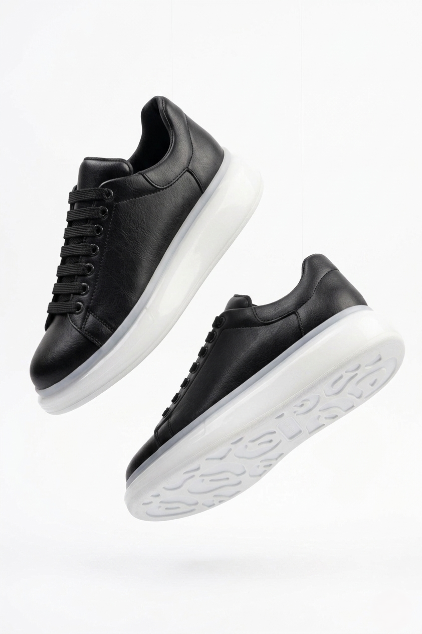 ZRC295 Yüksek Kalite Air Kalın Taban Erkek Sneaker Siyah Beyaz