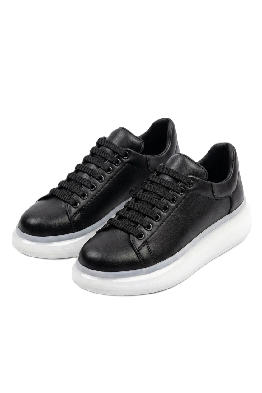 ZRC295 Yüksek Kalite Air Kalın Taban Erkek Sneaker Siyah Beyaz