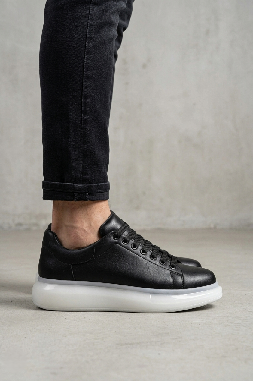 ZRC295 Yüksek Kalite Air Kalın Taban Erkek Sneaker Siyah Beyaz
