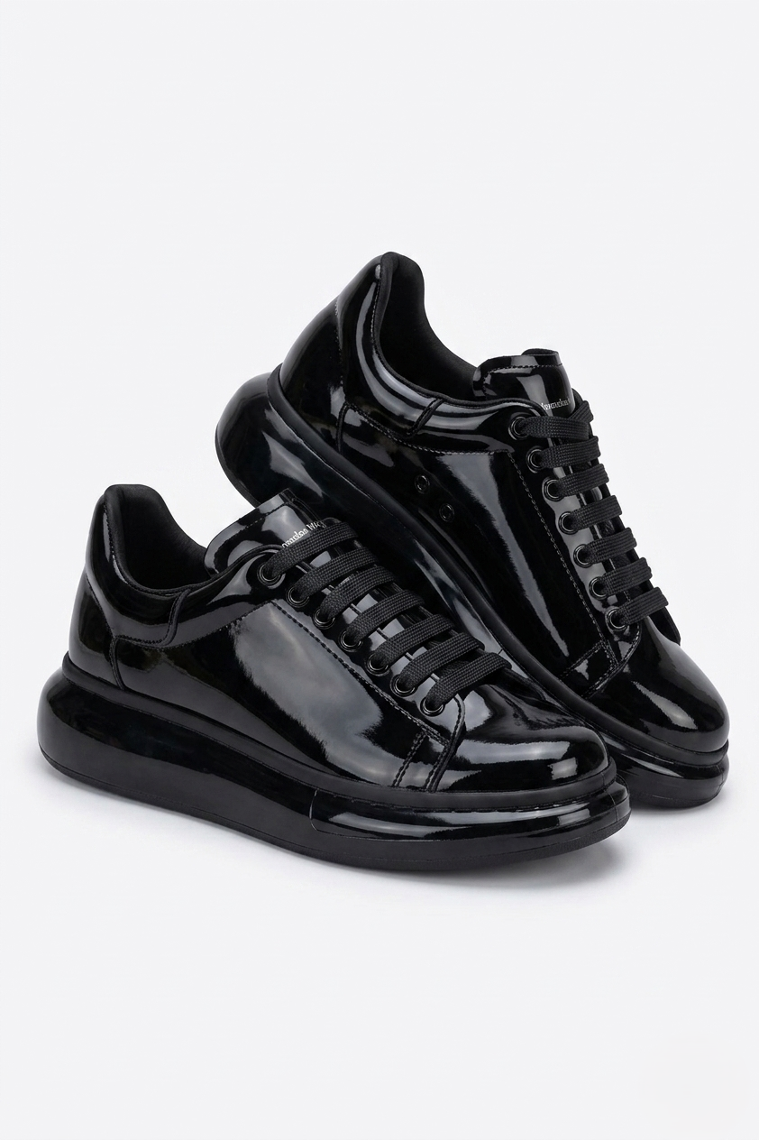 ZRC295 Yüksek Kalite Air Kalın Taban Erkek Sneaker Siyah Rugan